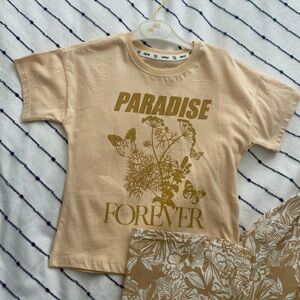 2 two piece set, shirt and pants in 2 colors good for summer baby pink and cream